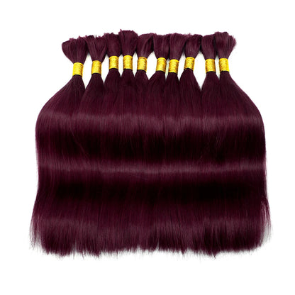 Lovevol 100G Straight Bundles 99J Burgundy Straight Human Hair Bulk For Braiding No Weft Color 100% Human Hair Extensions 16-26