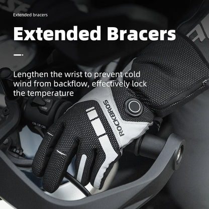 ROCKBROS Heated Skiing Gloves Men Women Winter Motocycle Screen Touch Waterproof Rechargeable 4000mAh Battery Heated Gloves