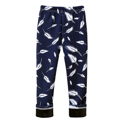 Girls Warm Plush Long Pants for Autumn Spring Cartoon Butterfly Striped Soft Cozy Leggings Fleece-Lined Bottoms Kids Casual Wear