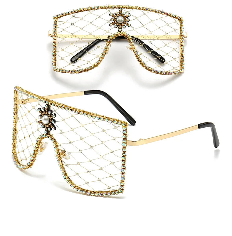Luxury Diamonds Steampunk Sun Glasses Women Men Oversized Rhinestone Spectacles DIY Trends Personality Eyewear De Sol Oculos