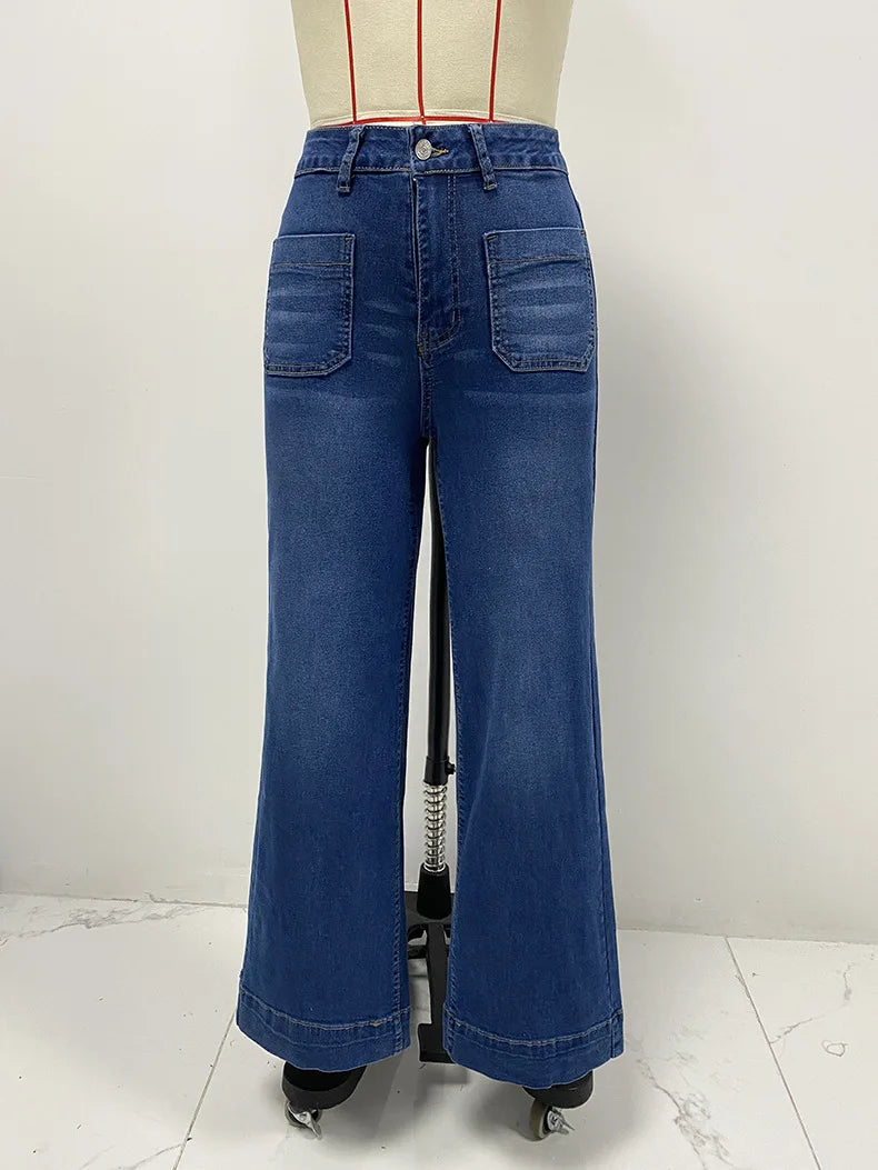 Women's New Europe and the United States High-Waisted Jeans Women's 2025 Spring Thin Wide-Leg Retro Temperament Straight Pants