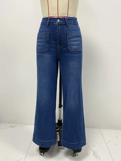 Women's New Europe and the United States High-Waisted Jeans Women's 2025 Spring Thin Wide-Leg Retro Temperament Straight Pants