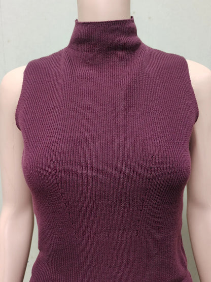 Autumn Elegant Long Skirt Two-piece Set Women's Sleeveless Knitted Turtleneck Vest Slim Skirt Set Female New Fashion Skirt Set