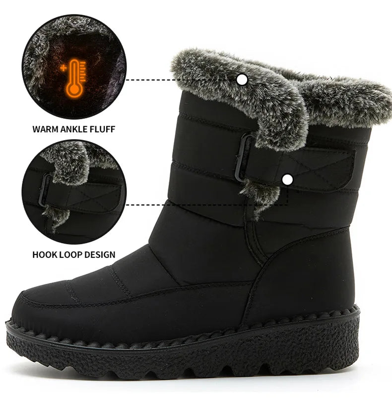Women's Boots 2025 Trend Winter Shoes For Woman Winter Boots Ankle Low Heels Botas Mujer Waterproof Snow Boots With Fur Shoes