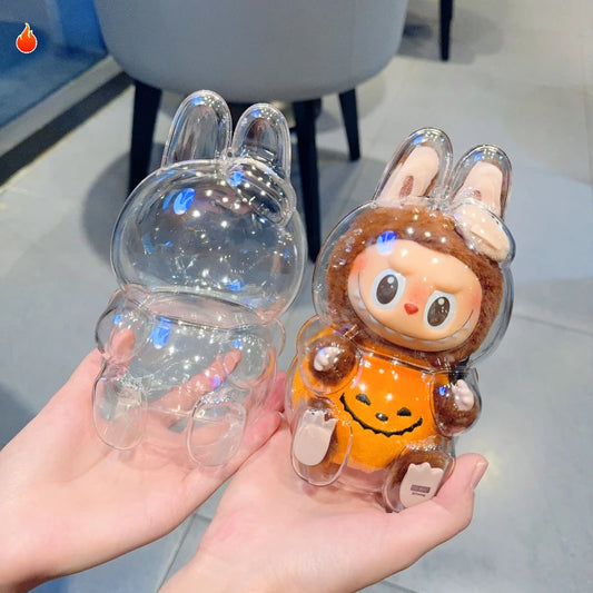 POP MART Doll Case Labubu Transparent Case Stuffed Toy Case Cute Elf Plush Display Bag Mini Portable Storage Box