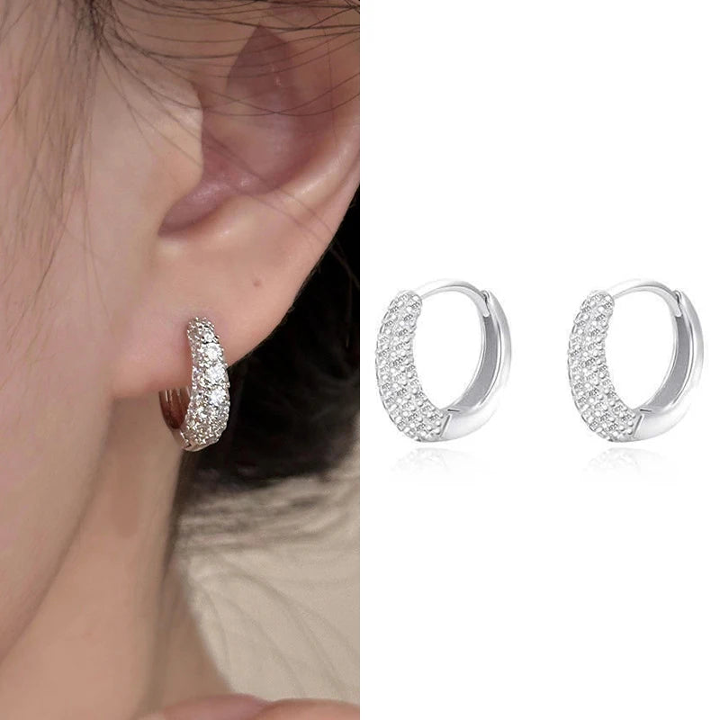 Original 925 Sterling Silver Hoop Earrings For Women Love Heart Round Vintage Earring Jewelry Party Christmas Gift