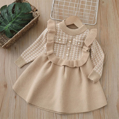 Girls Knitted Long Sleeve Casual Kids Baby Knitted Outfit  2-8 Years Christmas School Costume