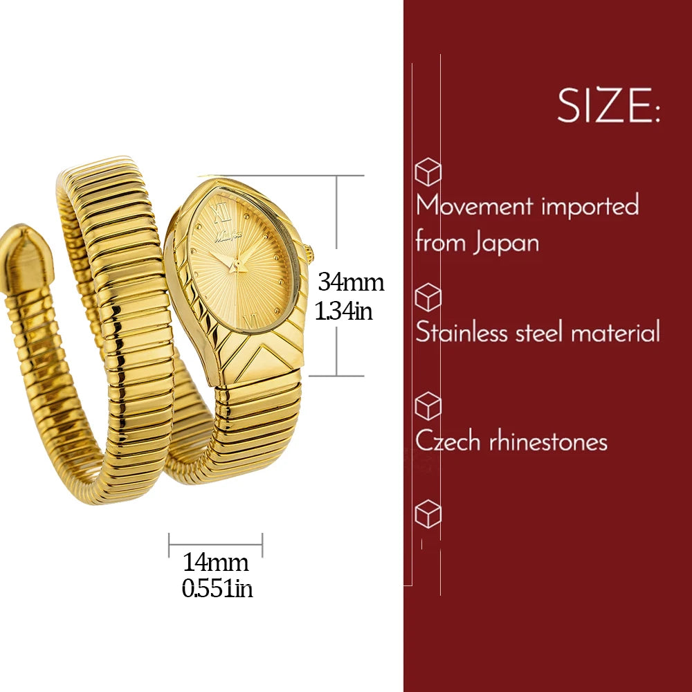 Top Brand MISSFOX Women's Watches New Quartz Snake Shape Simple Ladies Watch Fashion Unique Strap Waterproof Wristwatches
