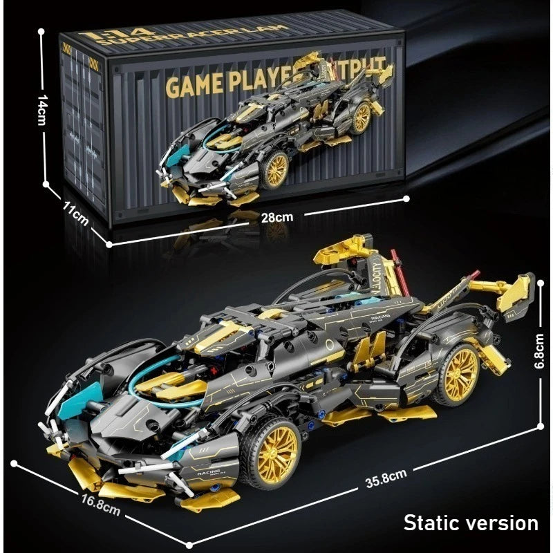 Technology Racing Car Block Model 1280PCS+ 1:14 Motion Speed Car Model Mechanical Super Block Assembly Toy Children Adult Gifts