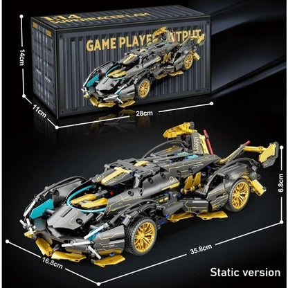 Technology Racing Car Block Model 1280PCS+ 1:14 Motion Speed Car Model Mechanical Super Block Assembly Toy Children Adult Gifts
