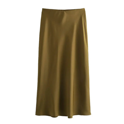 Foridol Autumn Winter Burgundy Satin Skirt Women Party Silk Skirt High Waist Straight Long Faldas Mujer Christmas Skirt