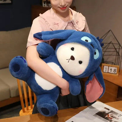 26cm/40cm Cute Bear Turn Into Disney Stitch Plush Toys Lovely Soft Stuffed Cartoon Animals Dolls For Birthday Christmas Gift
