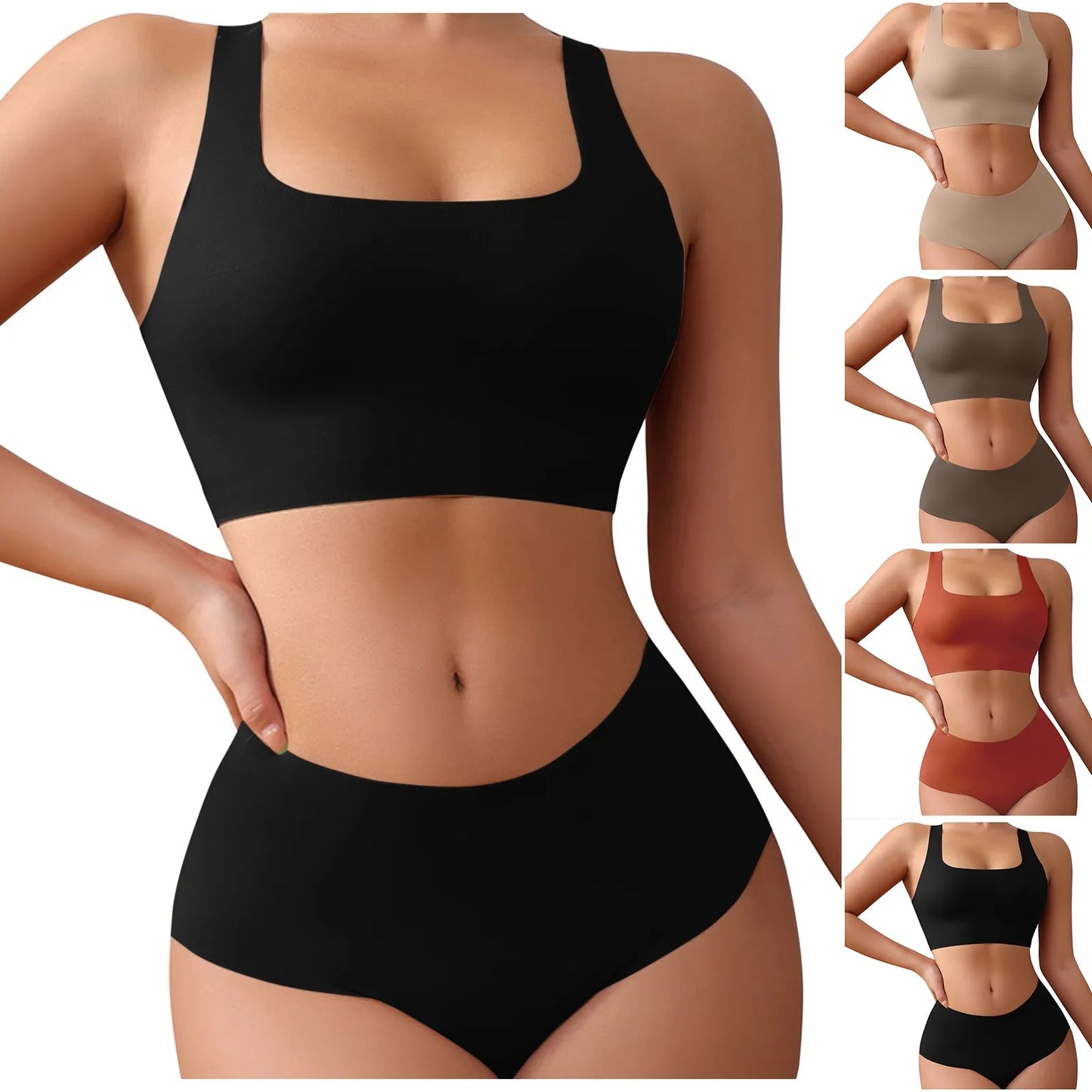 Vest Style Women's Underwear Set Large Size Sports No Underwire Upper Bracket Gathering Removable Pad Women's Medium Briefs Men