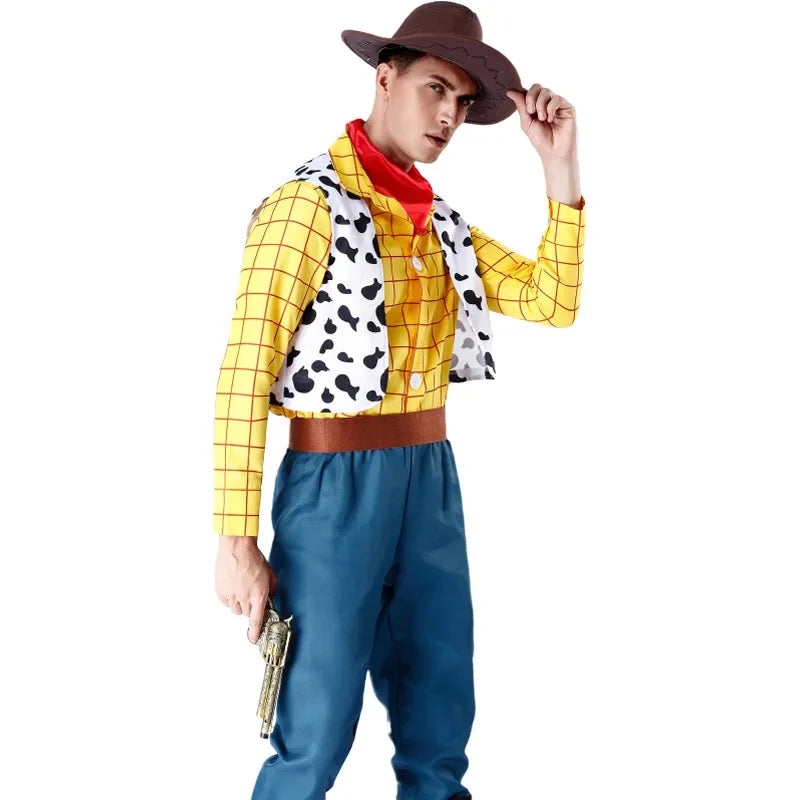 Cosplay Story Woody Costume Sets Cowboy Christmas Dress Unisex Sheriff's Halloween Carnival Dress Up Party Toy Stage Performance