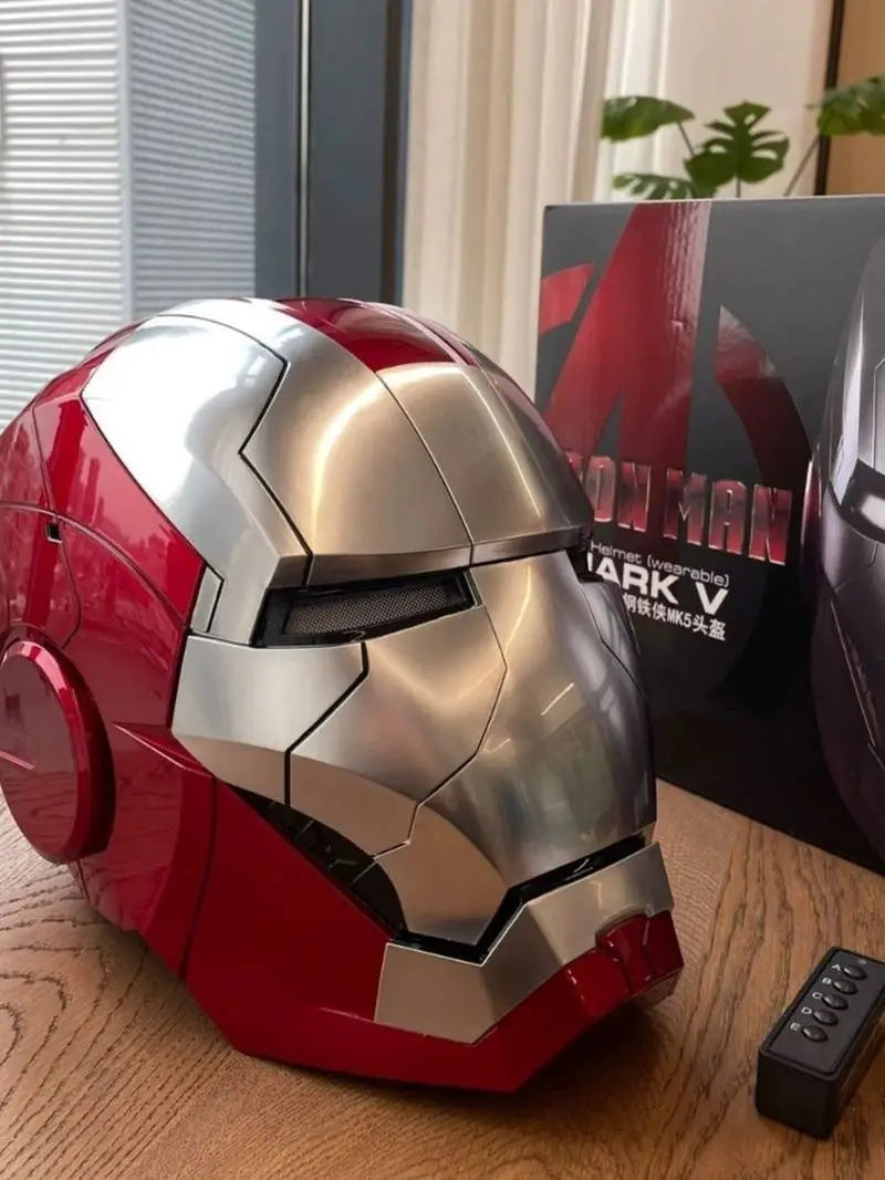 Iron Man 1/1 Cosplay Helmet Mk5 Electric Voice Control Helmet Led Eyes Metal Mask Model Toys Children Adults Christmas Gift