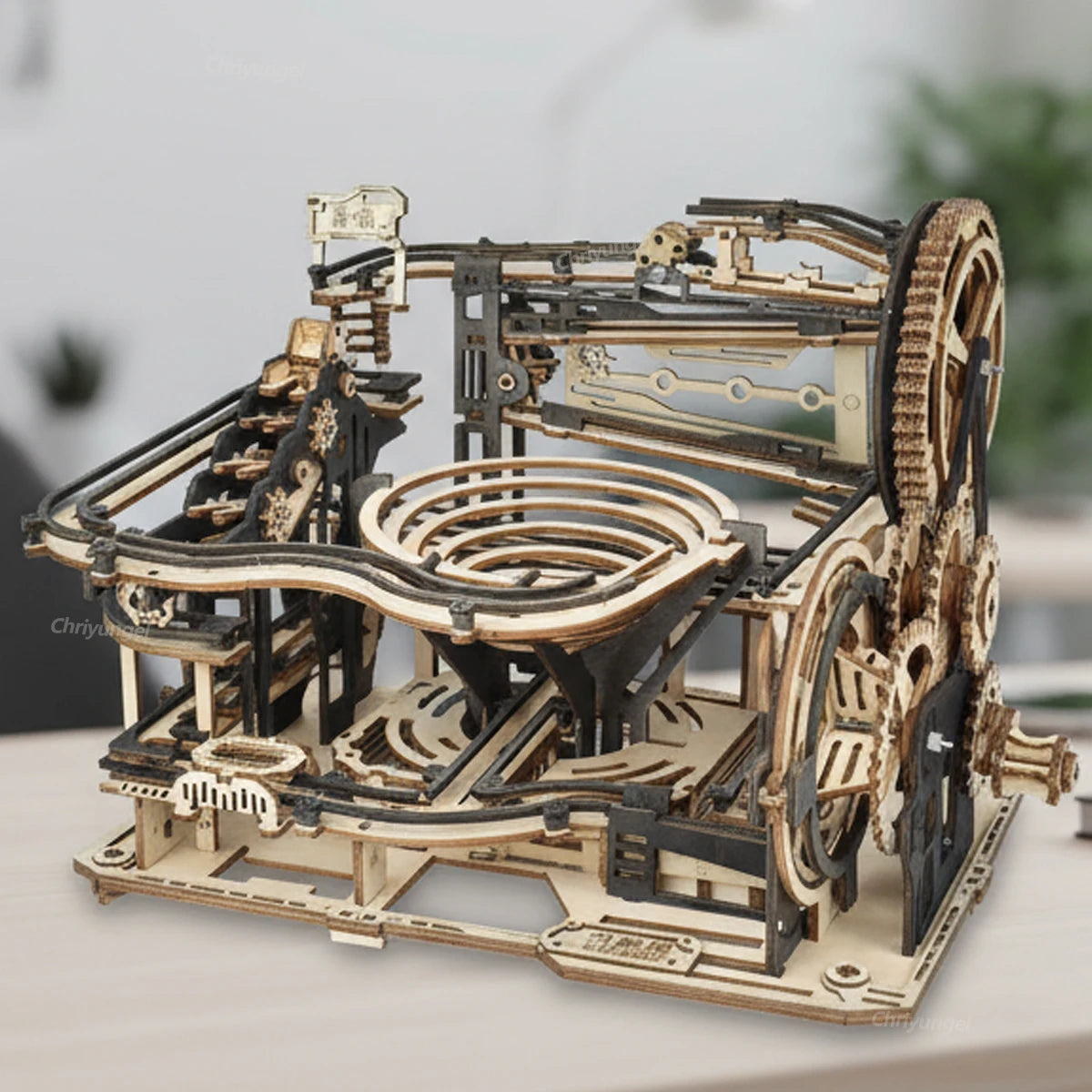 Chriyungel 3D Wooden Marble Run Puzzle DIY Building Model Kits Rolling Ball Track Brain Teaser Game Gift for Adults Teens Kids