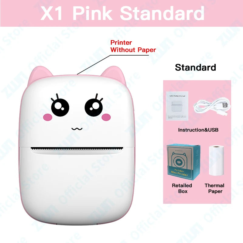 ZWN Portable Bluetooth Mini Printer Mobile Phone Photo Title Note Print Pocket Student Error Label Printer for Children's Gifts