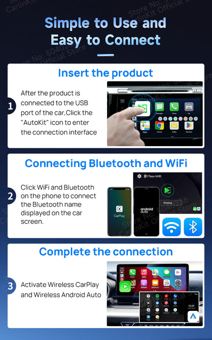 HDMI CarlinKit 8G+128G CarPlay Ai Box Android 13.0 Wireless Android Auto&CarPlay SM6225 Qualcomm 8-Core For Netflix Smart TV Box