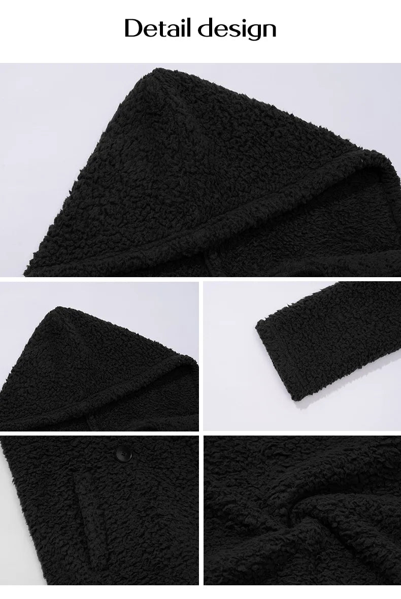 2024 Autumn and Winter Temperament Casual Loose Hooded Knitted Jacket Women's Clothing Пальто Женское