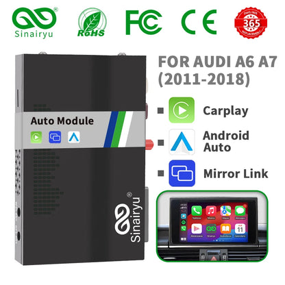 Sinairyu Wireless Auto Smart Box For Audi A6 A7 S6 S7 RMC 2011-2018 Support Carplay Android Auto Connect Mirrorlink AHD Camera