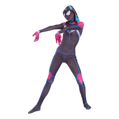 EtherealBe Gwen Stacy cosplay costume for women featuring a sleek bodysuit and stylish accessories