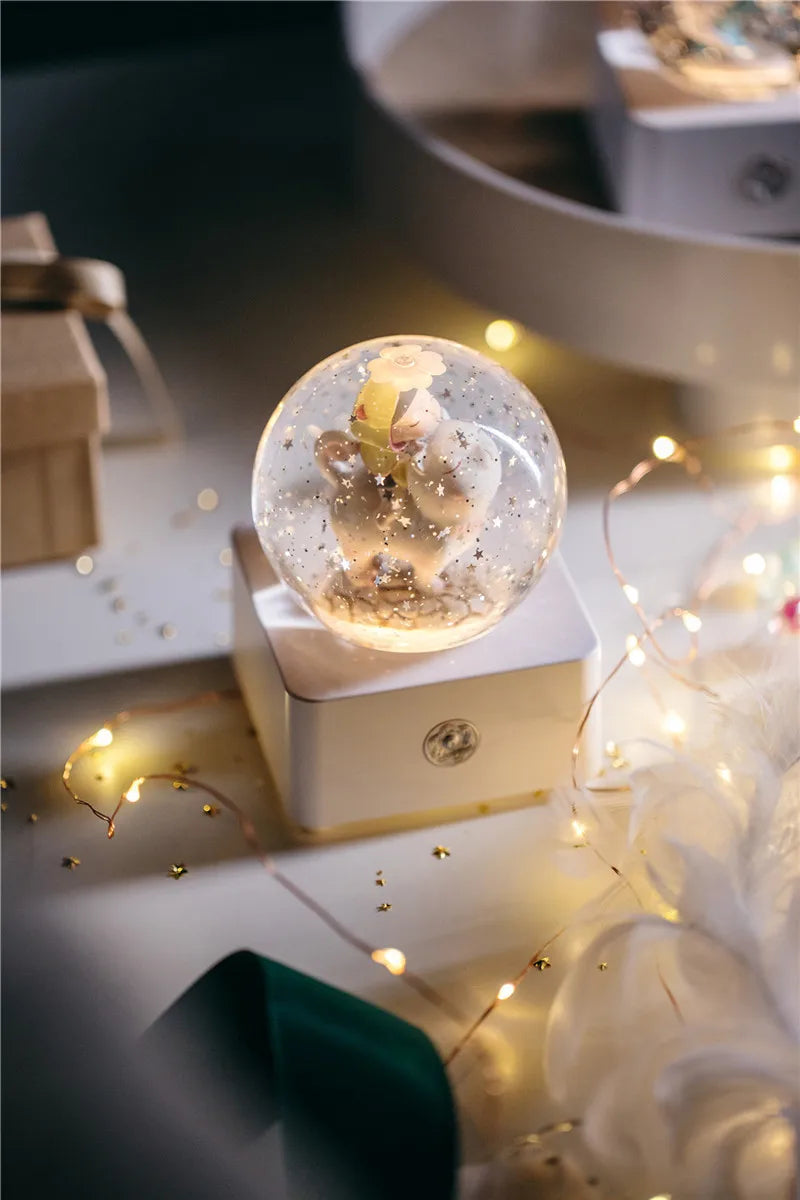 Unicorn Crystal Ball Music Box Snow Globe Night Lamp Birthday Gift for Girls Children Christmas Gift Music Crafts with Snowflake