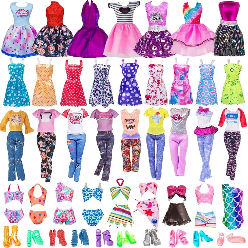 32pcs Toy Doll Decorative Polyester Fairy Clothes Mini Doll Sets Random Style for Changing Doll Clothes