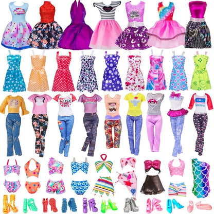 32pcs Toy Doll Decorative Polyester Fairy Clothes Mini Doll Sets Random Style for Changing Doll Clothes