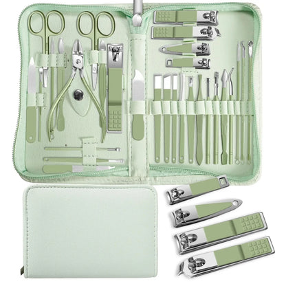 30 Pcs Manicure Set Professional Nail Clipper Set Stainless Steel Solid Manicure Kit Nail Care Kit With Pink Case Valentine