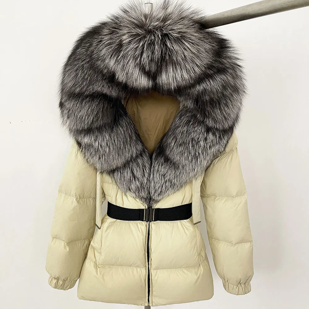 OFTBUY 2025 Winter Clothing Puffer Jacket Women Real Fox Fur Hooded Thick Warm 90% White Duck Down Coat Female Parkas Waterproof
