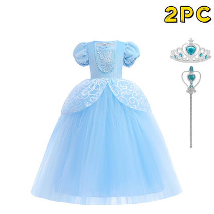 Kids Cosplay Costume Girl Summer Pageant  Fantasy Children Cinderella Carnival Clothes Princess Birthday Dress 2-10 Year