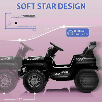 12V Children's Electric Car, Car with 2.4 G Remote Control, Children's Electric Car with Bluetooth, Music, Horns and Headlights