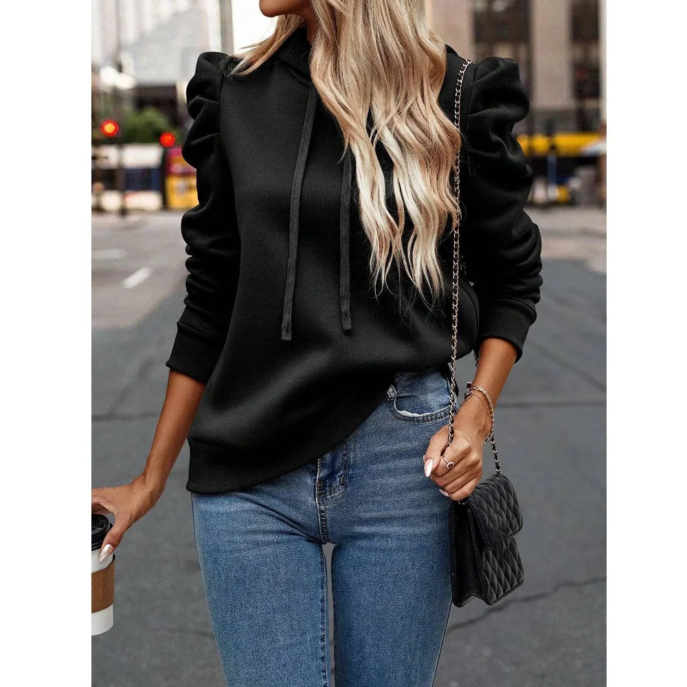 Autumn Winter Hoodies Sweatshirts Women Solid Color Long Sleeve   Casual Comfortable Pullovers Tops