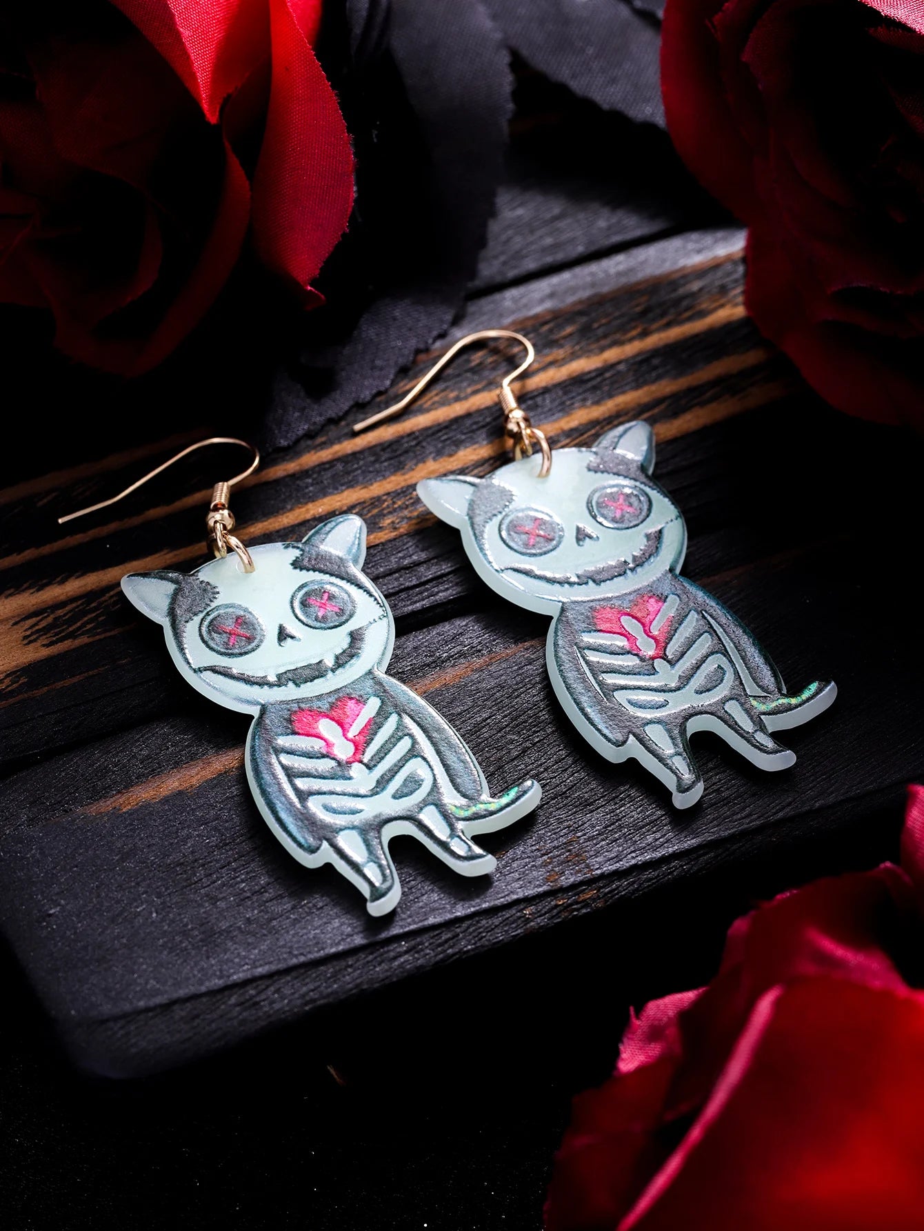 EtherealBe Halloween earrings for women featuring spooky cat design with vibrant colors