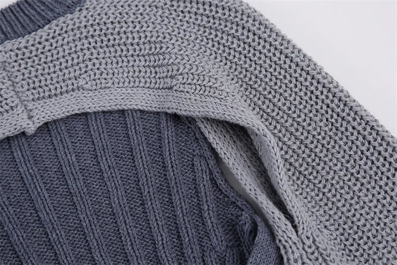 Fashionable Backless Knot Design Knitted Top Women's Autumn Wear Versatile Street Style round Neck Long Sleeve Polyester