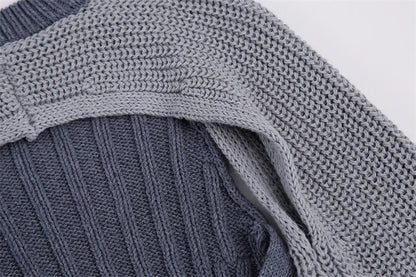 Fashionable Backless Knot Design Knitted Top Women's Autumn Wear Versatile Street Style round Neck Long Sleeve Polyester