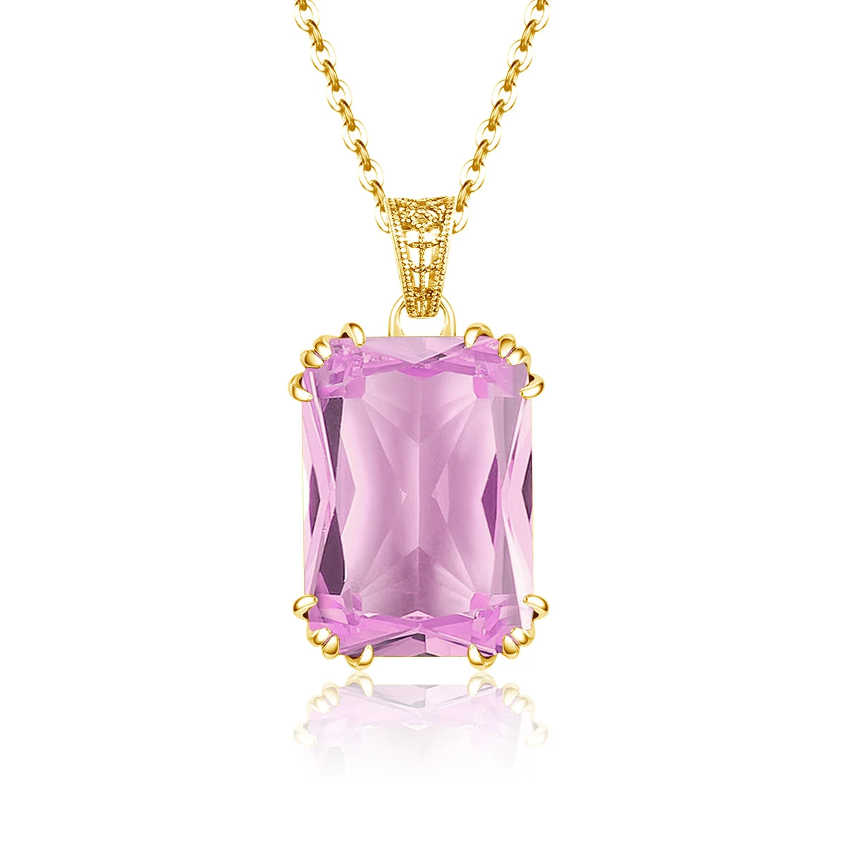 Unique Red Stone Ruby Necklace Gold For Women 13*18mm Rectangle 12 Colour Birthstone Pendant  Jewelry Luxury Christmas Gift Sale