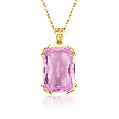 Unique Red Stone Ruby Necklace Gold For Women 13*18mm Rectangle 12 Colour Birthstone Pendant  Jewelry Luxury Christmas Gift Sale