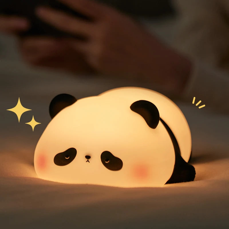 Night Light Cute Animal Panda Rabbit Duck Lovely Silicone Lamp Cloud Star Christmas Gift for Kids USB Recharge Warm Soft Light