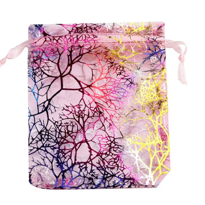 50pcs/Lot Drawable Colorful Tree Organza Packaging Bags 7x9cm 9x12cm 10x15cm 13x18cm Wedding Christmas Gift Jewelry Pouches