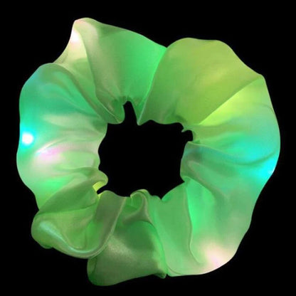 Colorful LED Hair Scrunchies Light Up Hair Bands Elastic LED Light Women Girls Hair Ties for Halloween Christmas Glow Part