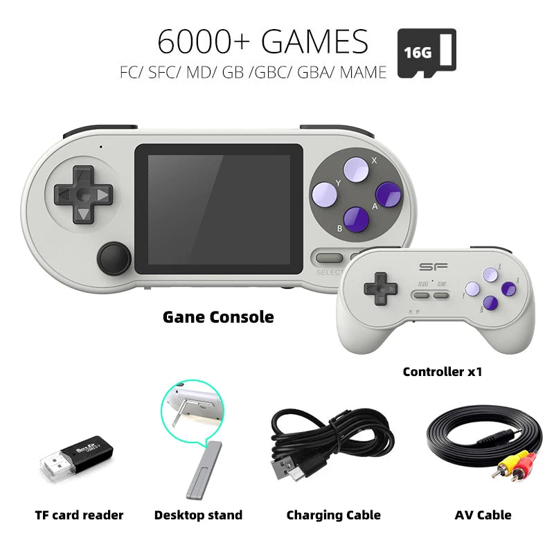 DATA FROG SF2000 Portable Handheld Game Console 3 inch Retro Game Consoles Built-in 6000 Games Classic Mini Video Games for Kids