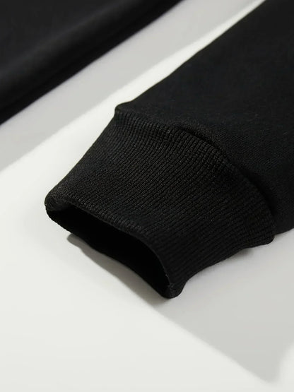 Close-up of the cuff of an EtherealBe Halloween spooky hoodie for women in black fabric