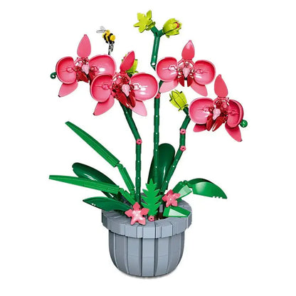 Building Blocks Set Orchid Flowers Bouquet Flower Blocks Bonsai Plant Model Bricks DIY Home Decoration Toys Kids Chirstmas Gifts
