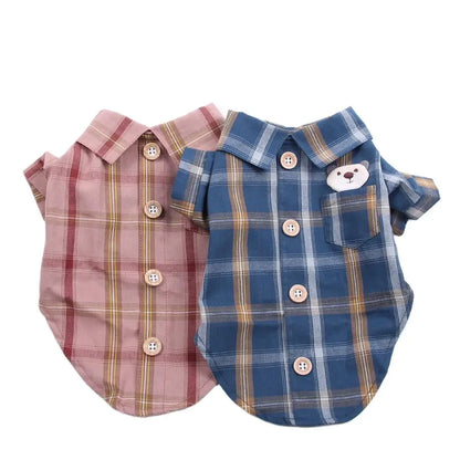 Plaid Dog Shirt Cat Shirts Pet Puppy Spring/Summer Clothing Apparel