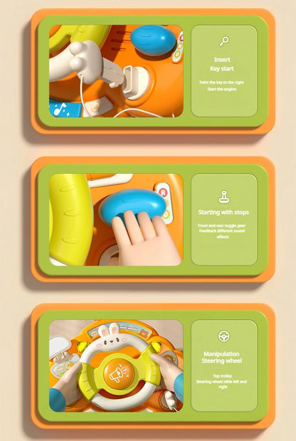 Baby Toy Electric Children's Steering Wheel Simulated Driving Car Steering Wheel LED Vocal Educate Toys Halloween Christmas Gift