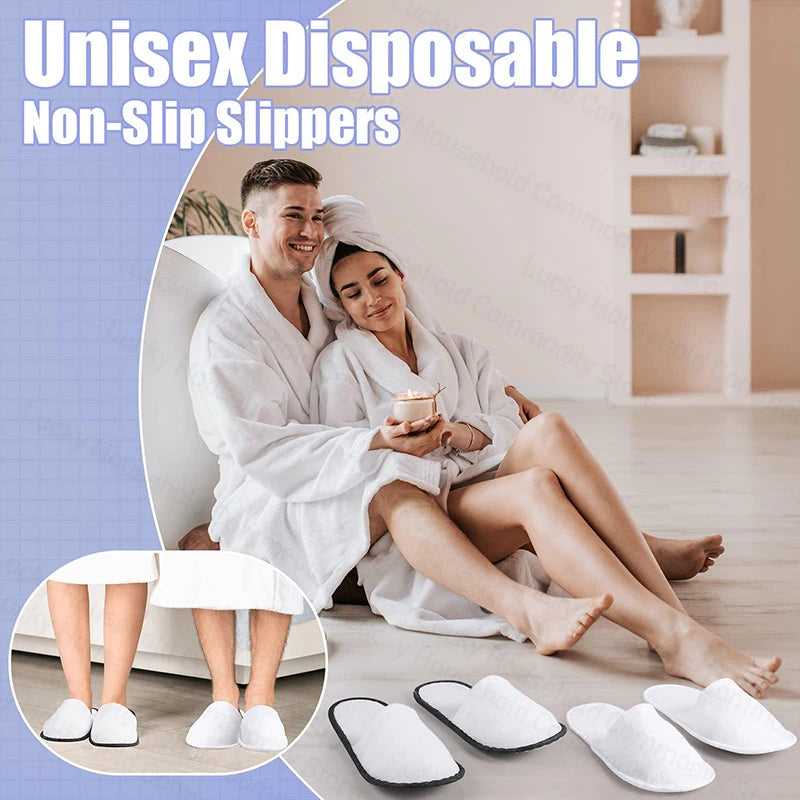 12-320Pairs Disposable Hotel Slippers Customized Wedding Slippers Non-Slip Brushed Slipper Unisex Guest Slippers for Travel/Home