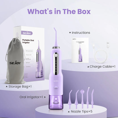 SEJOY Water Flosser for Teeth Irrigator Teeth Whitening Tool Portable Water Pick Personal Care Appliances Dental Teeth Cleaner