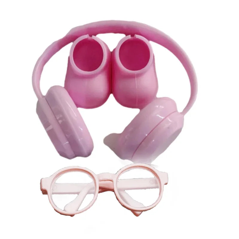 LABUBU clothes three piece set of headphones, glasses, and shoes, daily outfit matching, labubu accessories (without dolls)