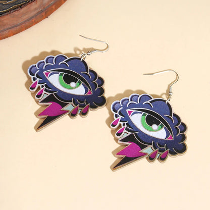 EtherealBe Halloween devil eye earrings in colorful design with unique eye details and drop shape
